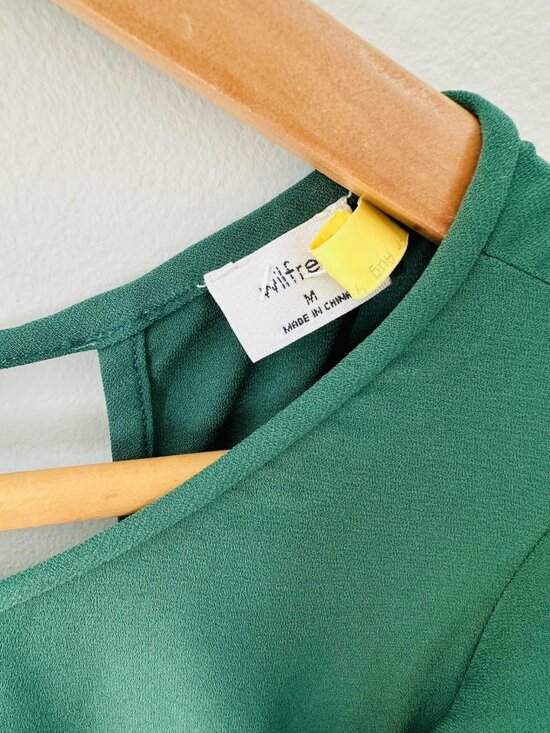 Wilfred Fleurette Cropped Wide Leg Ruffle Sleeve Jumpsuit – Emerald Green, Size - Picture 5 of 6